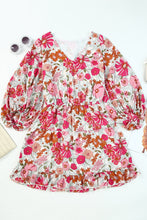 Load image into Gallery viewer, Floral Lantern Sleeves Tunic Dress