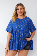 Load image into Gallery viewer, Plus Size Geometric Ruffle Hem Top