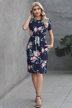 Load image into Gallery viewer, Printed Tie Waist Short Dress