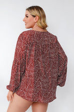 Load image into Gallery viewer, Plus Size V-Neck Balloon Sleeve Top