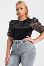 Load image into Gallery viewer, Plus Size Mesh Puff Sleeve Top