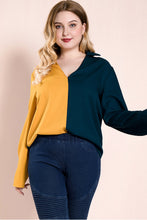 Load image into Gallery viewer, Plus Size Color Block Contrast Top