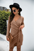Load image into Gallery viewer, Asymmetry Wrap Tie Dress