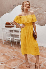 Load image into Gallery viewer, Lace Overlay Off Shoulder Dress