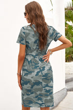 Load image into Gallery viewer, Printed Tie Waist Short Dress