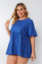 Load image into Gallery viewer, Plus Size Geometric Ruffle Hem Top