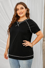 Load image into Gallery viewer, Plus Size Contrast Stitching Crewneck Tee