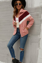 Load image into Gallery viewer, Chevron Zipper Up Teddy Jacket