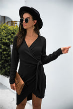 Load image into Gallery viewer, Asymmetry Wrap Tie Dress