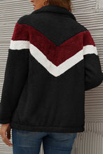 Load image into Gallery viewer, Chevron Zipper Up Teddy Jacket