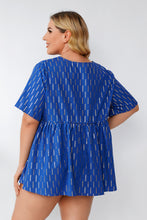 Load image into Gallery viewer, Plus Size Geometric Ruffle Hem Top