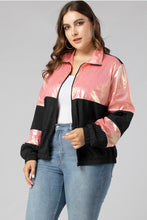 Load image into Gallery viewer, Plus Size Color Block Jacket