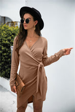 Load image into Gallery viewer, Asymmetry Wrap Tie Dress