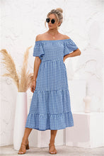 Load image into Gallery viewer, Plaid Off Shoulder Tiered Dress