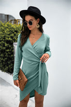 Load image into Gallery viewer, Asymmetry Wrap Tie Dress
