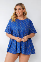 Load image into Gallery viewer, Plus Size Geometric Ruffle Hem Top
