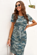 Load image into Gallery viewer, Printed Tie Waist Short Dress