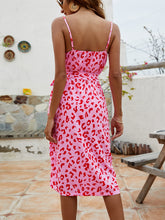 Load image into Gallery viewer, Printed Spaghetti Strap V-Neck Belted Dress