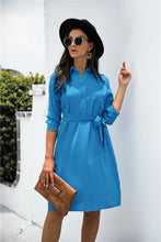Load image into Gallery viewer, Button down Tie Waist Shirt Dress