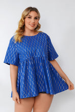Load image into Gallery viewer, Plus Size Geometric Ruffle Hem Top