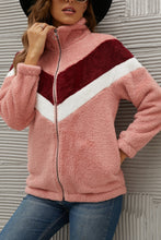 Load image into Gallery viewer, Chevron Zipper Up Teddy Jacket