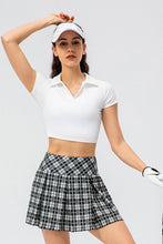 Load image into Gallery viewer, Cropped Short Sleeve Collared Yoga Top