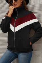 Load image into Gallery viewer, Chevron Zipper Up Teddy Jacket