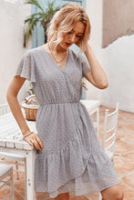 Load image into Gallery viewer, Swiss Dot Flutter Sleeve Ruffled Dress