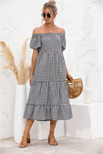 Load image into Gallery viewer, Plaid Off Shoulder Tiered Dress