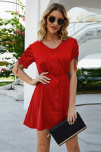 Load image into Gallery viewer, Button Down Sleeve Drawstrings Dress