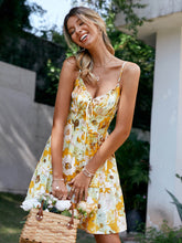 Load image into Gallery viewer, Floral Spaghetti Strap Tie Detail Tiered Dress