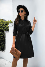 Load image into Gallery viewer, Button down Tie Waist Shirt Dress