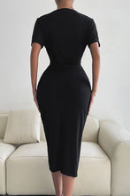 Load image into Gallery viewer, Drawstring Detail Surplice Dress