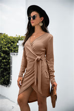 Load image into Gallery viewer, Asymmetry Wrap Tie Dress