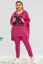 Load image into Gallery viewer, Plus Drawstring Hoodie Top and Pants Set
