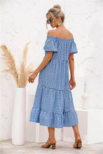 Load image into Gallery viewer, Plaid Off Shoulder Tiered Dress
