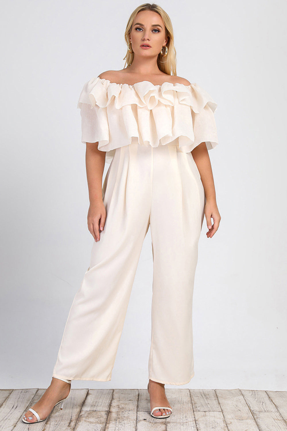 Plus Size Off-Shoulder Ruffled Jumpsuit