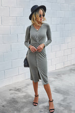 Load image into Gallery viewer, Solid Twist &amp; Split Front Knit Dress
