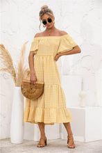 Load image into Gallery viewer, Plaid Off Shoulder Tiered Dress
