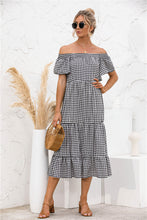 Load image into Gallery viewer, Plaid Off Shoulder Tiered Dress

