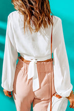Load image into Gallery viewer, Deep V Tie Back Cropped Top
