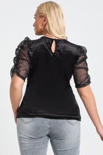 Load image into Gallery viewer, Plus Size Mesh Puff Sleeve Top
