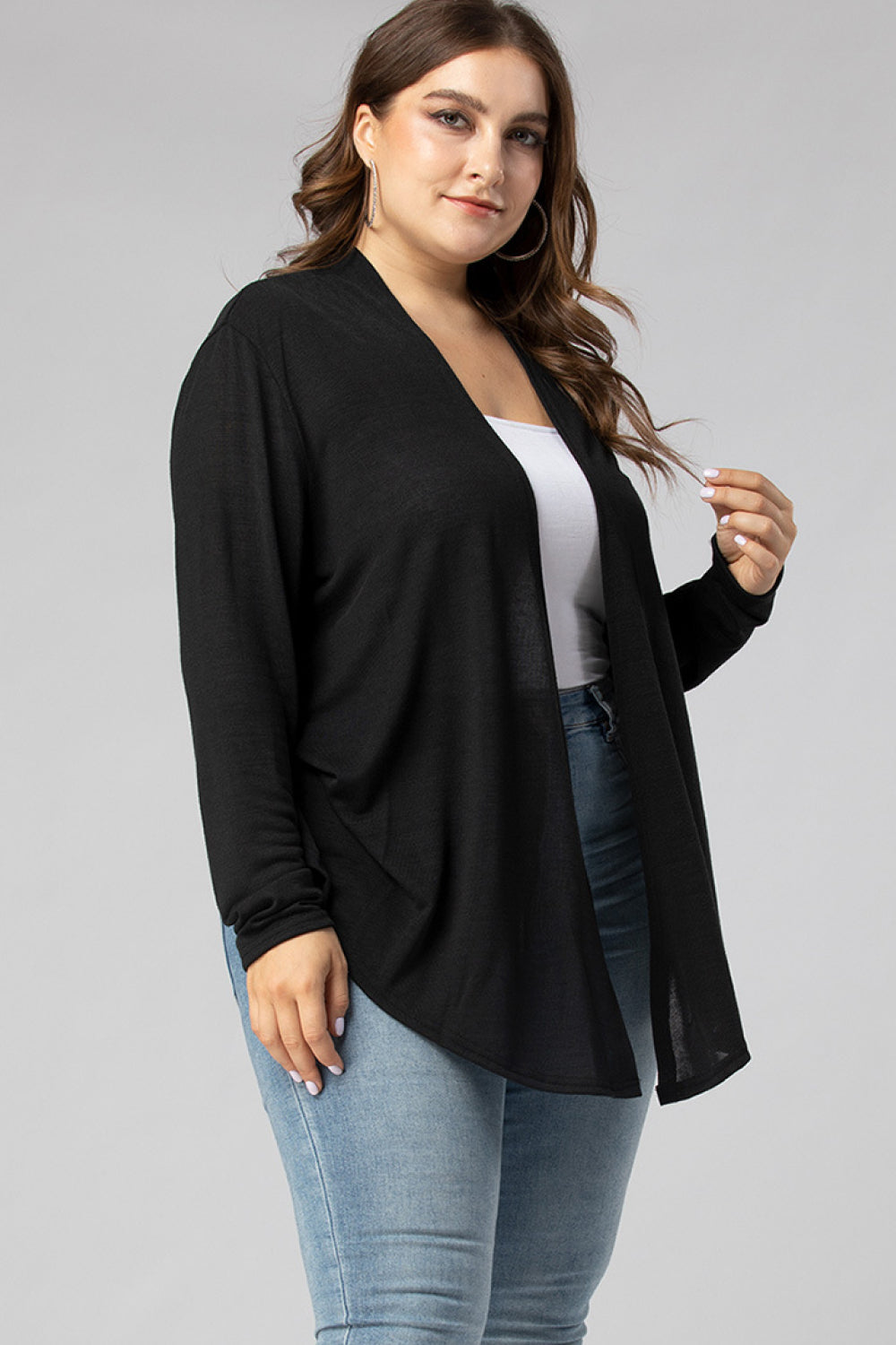 Plus Size Open Front Cardigan