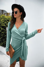 Load image into Gallery viewer, Asymmetry Wrap Tie Dress
