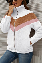 Load image into Gallery viewer, Chevron Zipper Up Teddy Jacket
