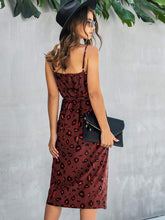 Load image into Gallery viewer, Printed Spaghetti Strap V-Neck Belted Dress
