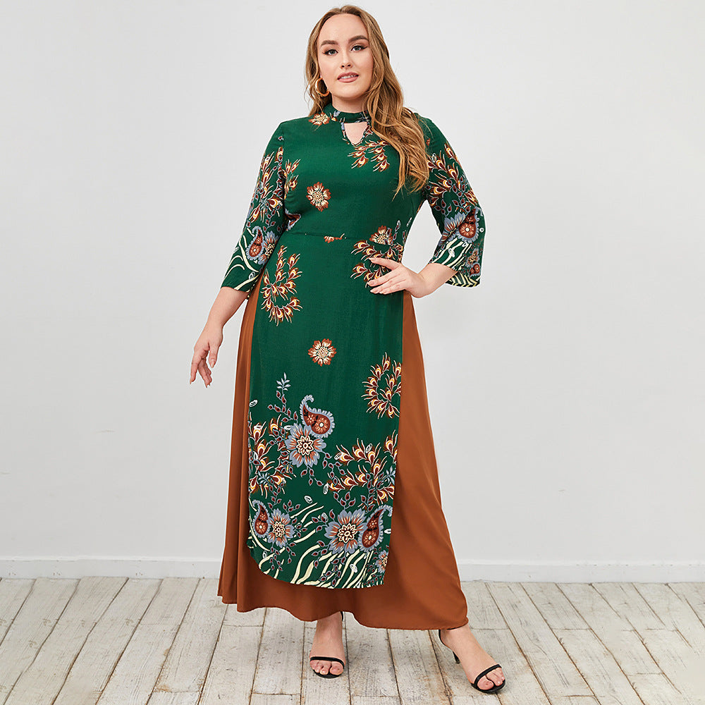 Plus Size Floral Layered Maxi Dress