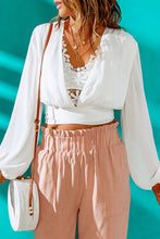 Load image into Gallery viewer, Deep V Tie Back Cropped Top
