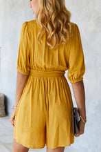 Load image into Gallery viewer, High Neck Button Smocked Waist Romper
