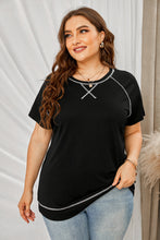 Load image into Gallery viewer, Plus Size Contrast Stitching Crewneck Tee
